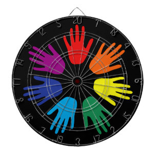 Rainbow hands dartboard