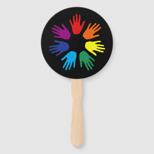 Rainbow hands hand fan