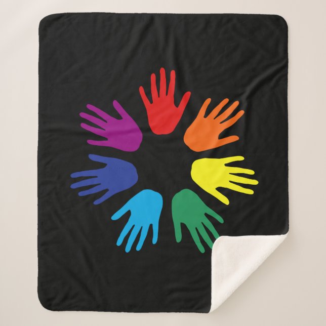 Rainbow hands sherpa blanket (Front)