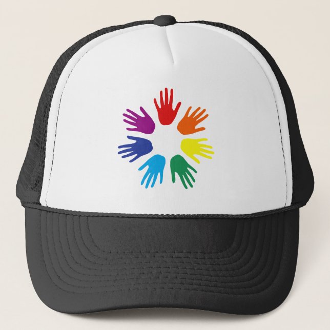 Rainbow hands trucker hat (Front)