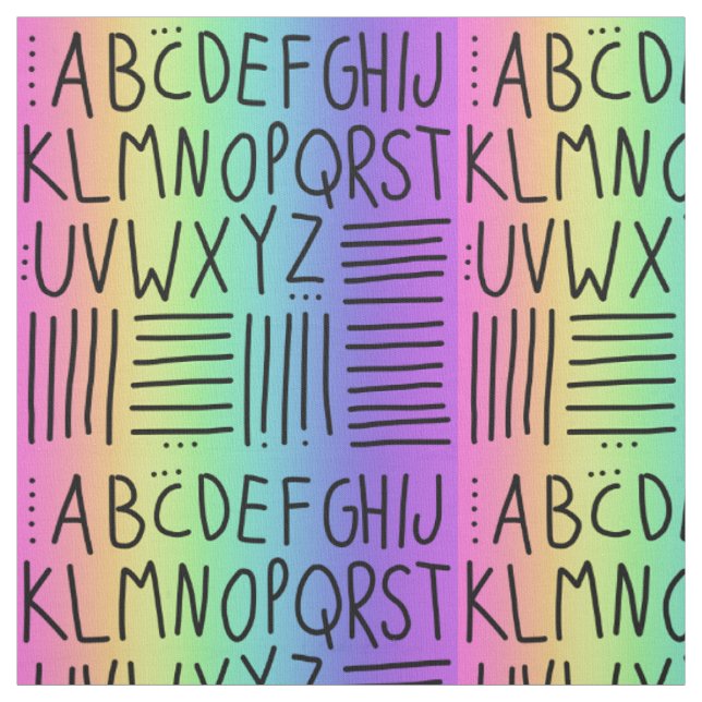 Rainbow Handwritten ABCs Fabric (Swatch)