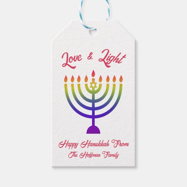 Rainbow Hanukkah Gift Tags  (Front)