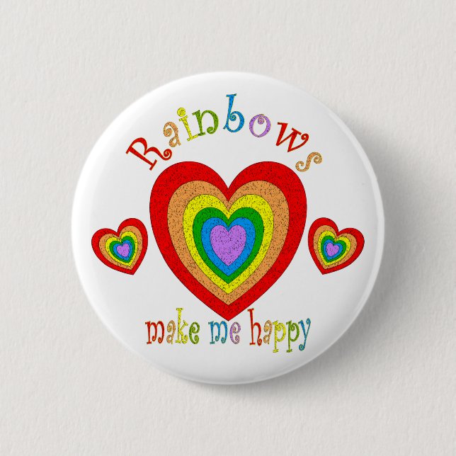 Rainbow Happiness 6 Cm Round Badge (Front)