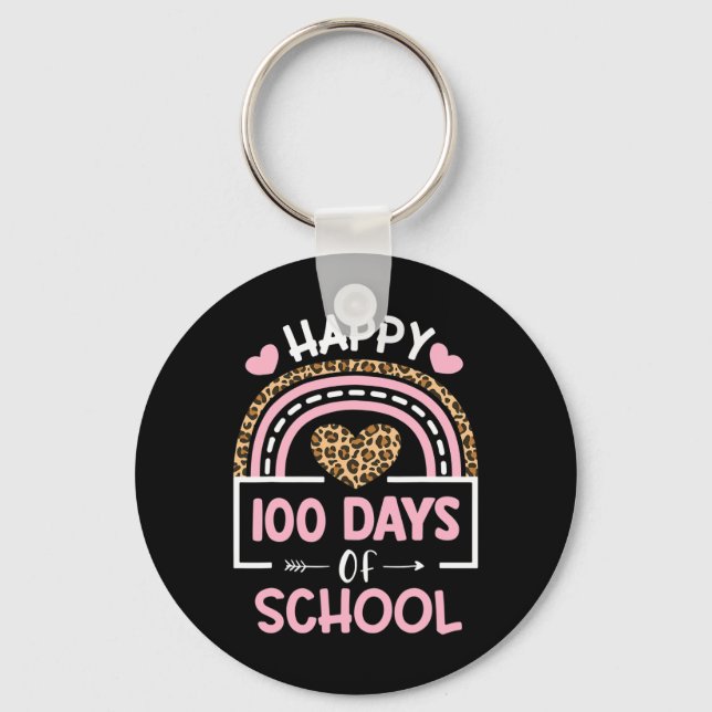 Rainbow Happy 100th Day School Cute 100 Days Teach Key Ring (Front)