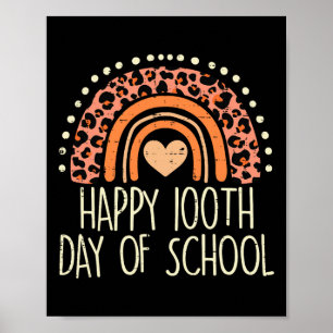 Rainbow Happy 100th Day School Cute 100 Days Teach Poster