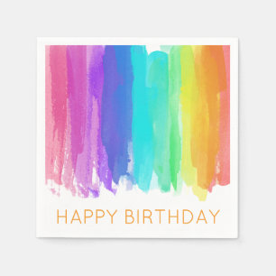 Rainbow HAPPY BIRTHDAY Artisan Watercolors Napkin