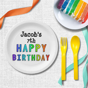 Rainbow Happy Birthday Personalised Paper Plate