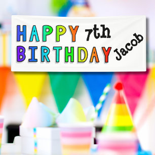 Rainbow Happy Birthday Personalised Party Banner