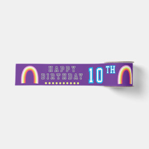 Rainbow Happy Birthday Yearly Purple Grosgrain Ribbon