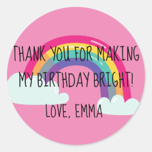 Rainbow Happy Bright Birthday Party Favour Box Classic Round Sticker