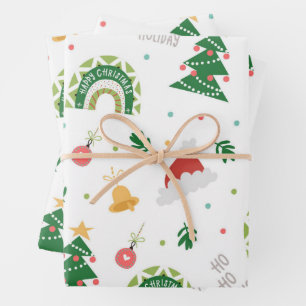 Rainbow Happy Christmas wrapping paper sheets