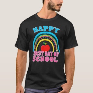Rainbow Happy First Day Of School Teacher Kid Back T-Shirt