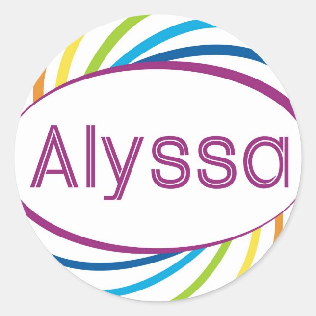 Rainbow happy frame Alyssa Classic Round Sticker (Front)