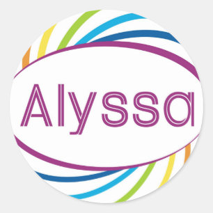 Rainbow happy frame Alyssa Classic Round Sticker