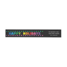Rainbow Happy Holidays -Long Return Address Label
