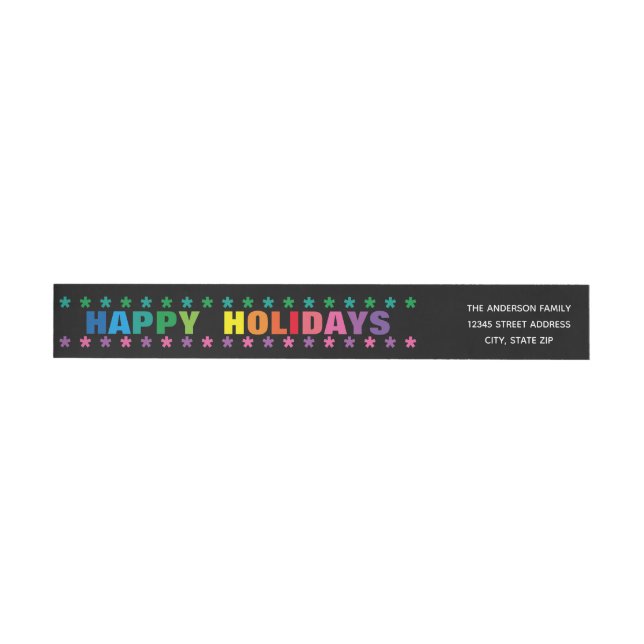 Rainbow Happy Holidays -Long Return Address Label (Individual)