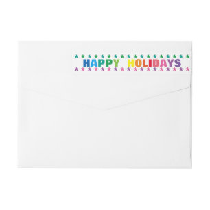 Rainbow Happy Holidays -Long Return Address Label