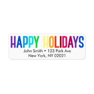 Rainbow Happy Holidays Return Address Label