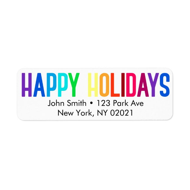 Rainbow Happy Holidays Return Address Label (Front)