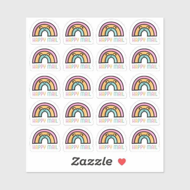 Rainbow Happy Mail Custom-Cut Vinyl Sticker (Sheet)