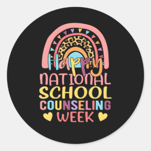 Rainbow Happy National School Counseling Week Coun Classic Round Sticker