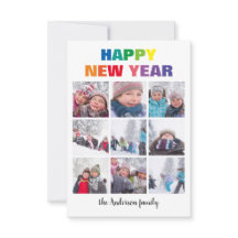 Rainbow Happy New Year Collage -3x5 Christmas Card