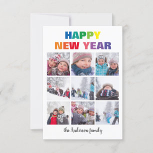 Rainbow Happy New Year Collage -3x5 Christmas Card