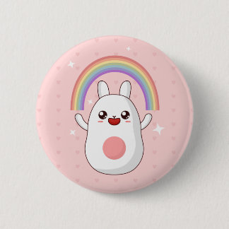 Rainbow Happy Rabbit 6 Cm Round Badge