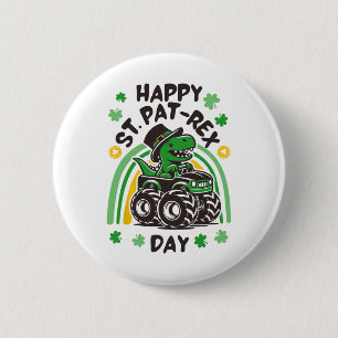 Rainbow Happy St Pat Trex Day Dino St Patricks Day 6 Cm Round Badge