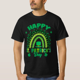 Rainbow Happy St Patricks Day Shamrock Leprechaun T-Shirt