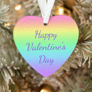Rainbow Happy Valentine's Day Heart Ornament