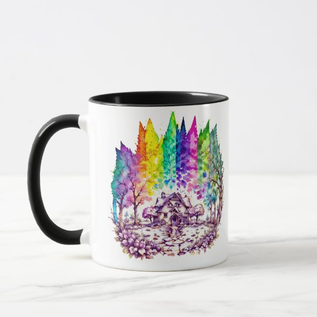 "Rainbow Haven: A Dreamlike Retreat" Mug (Left)
