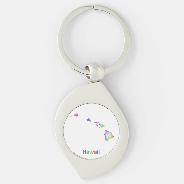 Rainbow Hawaii map Key Ring (Front)