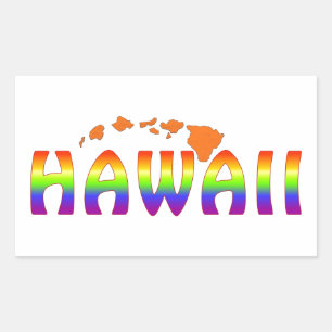 Rainbow Hawaii orange islands Rectangular Sticker