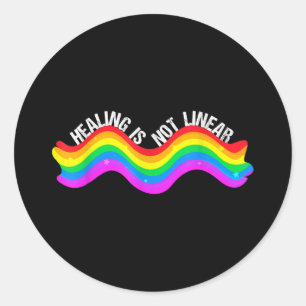 Rainbow Healing Is Not Linear Mental Health Awaren Classic Round Sticker