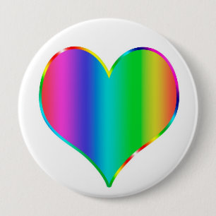 Rainbow heart 10 cm round badge