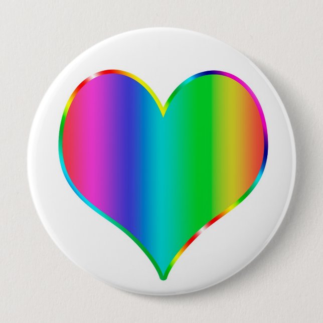 Rainbow heart 10 cm round badge (Front)