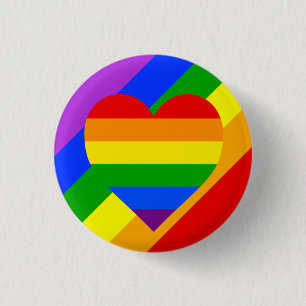 "RAINBOW HEART" 3 CM ROUND BADGE
