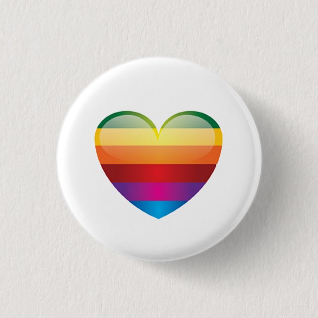 Rainbow Heart 3 Cm Round Badge (Front)