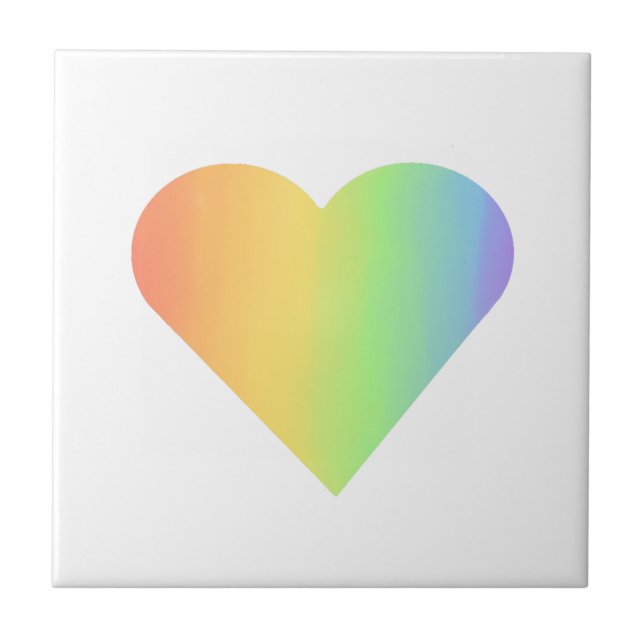 Rainbow Heart Accent Ceramic Tile (Front)