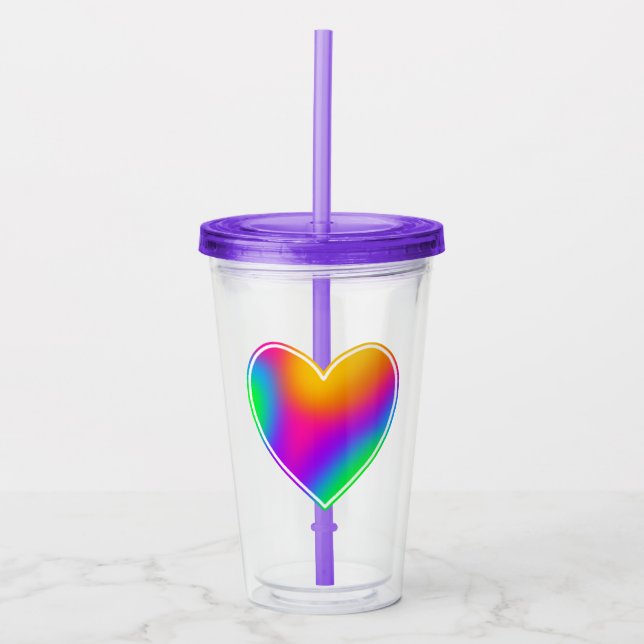 Rainbow Heart Acrylic Tumbler (Front)