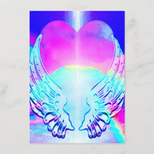 Rainbow Heart and Angel Wings Invitation