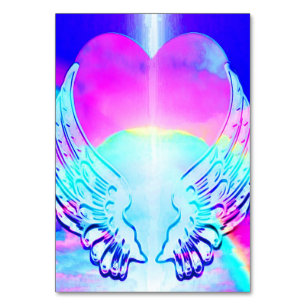 Rainbow Heart and Angel Wings Table Number