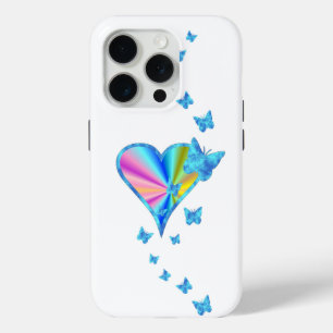 Rainbow Heart and Butterfly iPhone 15 Pro Case