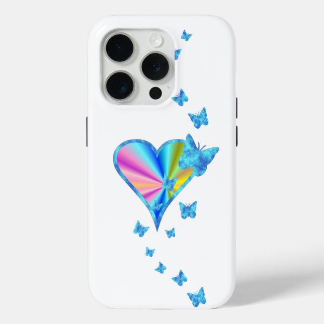 Rainbow Heart and Butterfly Case-Mate iPhone Case (Back)