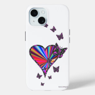 Rainbow Heart and Butterfly iPhone 15 Case