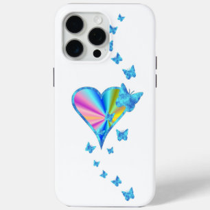 Rainbow Heart and Butterfly iPhone 15 Pro Max Case