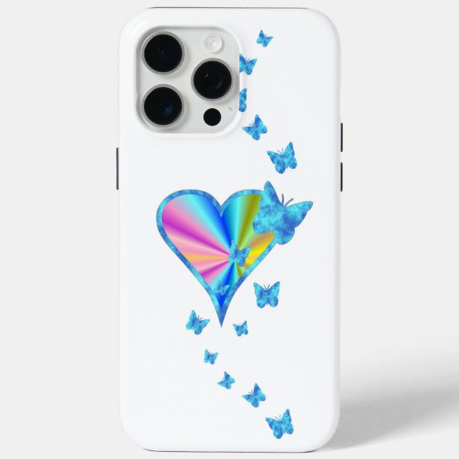 Rainbow Heart and Butterfly Case-Mate iPhone Case (Back)