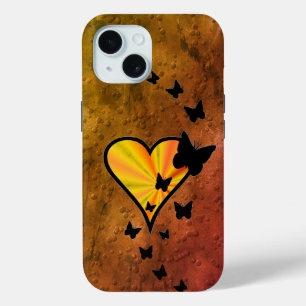 Rainbow Heart and Butterfly iPhone 15 Case