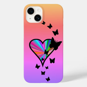 Rainbow Heart and Butterfly Case-Mate iPhone 14 Case